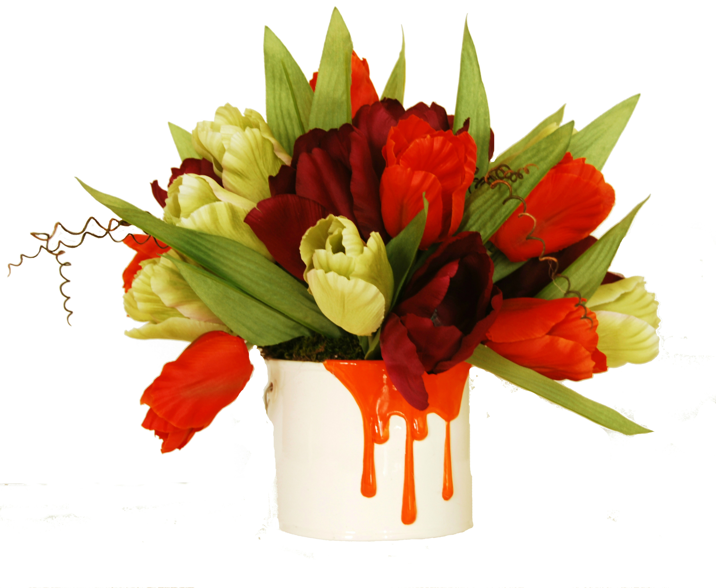 Tulips in a Paint-Drip Vase